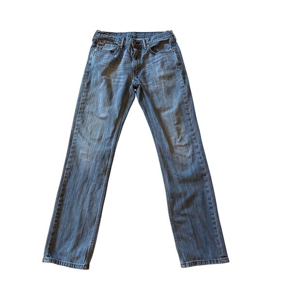 Levis 514 Jeans Mens 32x34 Blue Reg Fit Straight Leg Distressed 100% Cotton FLAW - Picture 1 of 12